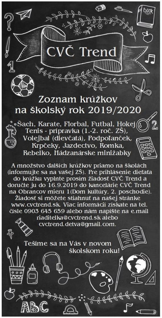 Plagát CVČ Trend Detva Plagát CVČ Trend Detva
